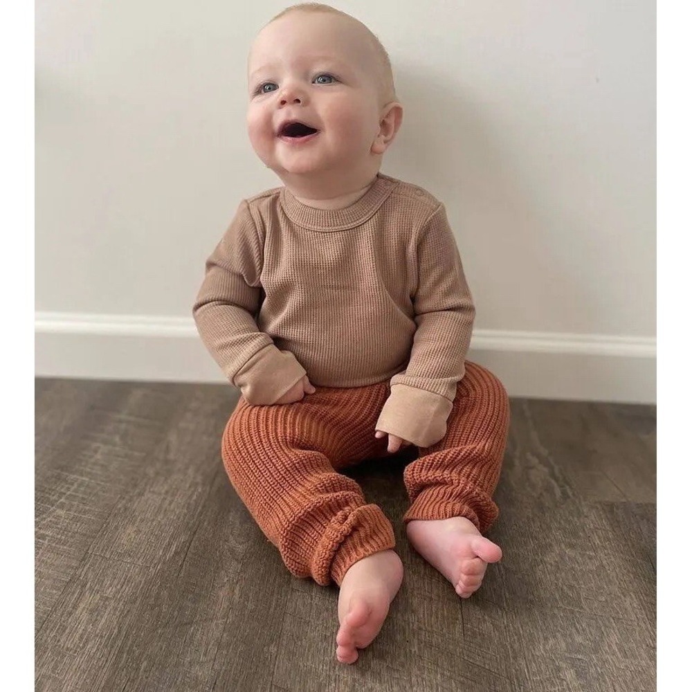 Goumi Kids Knit Jogger Pants Size 6-12 Months 100% Organic‎ Cotton Sienna Baby